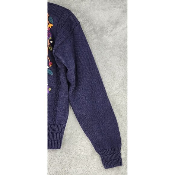 Autograph American Clothing Sweater Womens Medium Blue Floral Button Up Cradigan - Picture 8 of 10